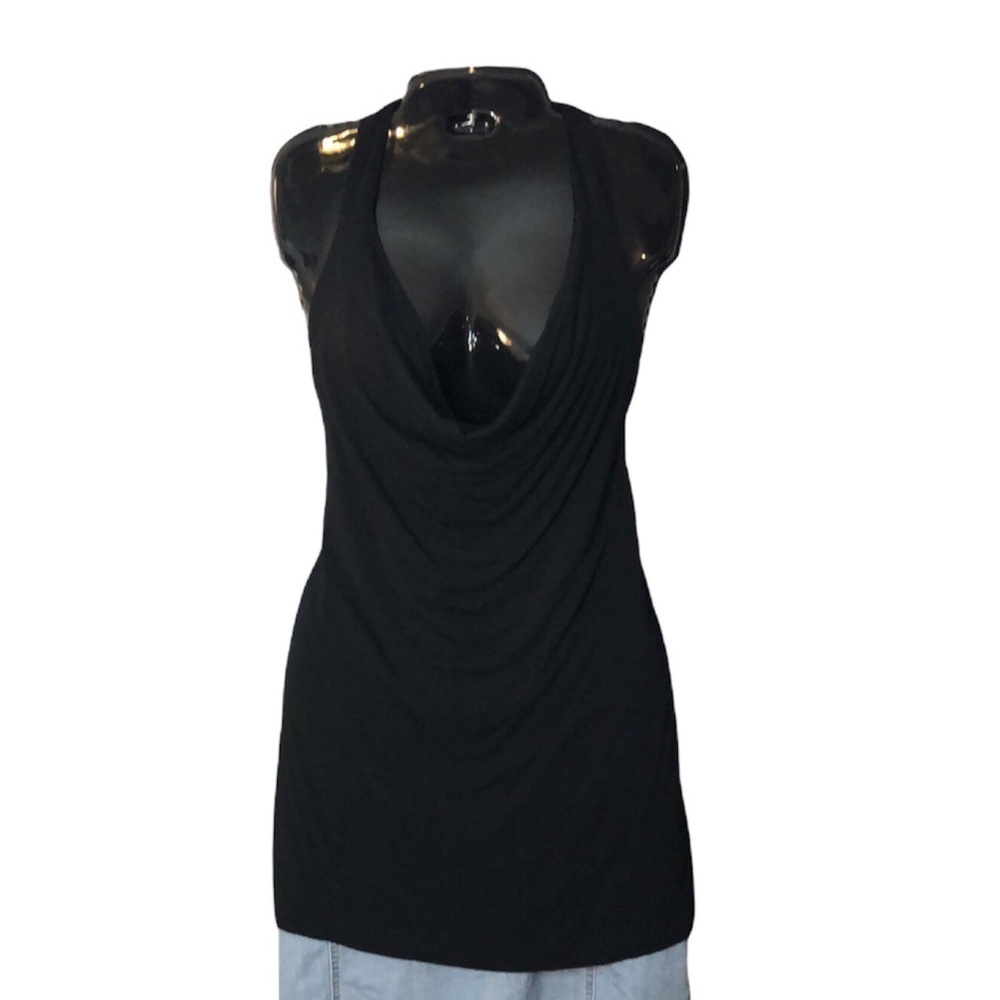 XL Black Scoop Neck Halter Top MXM Plus Size Sleeveless​​​​​